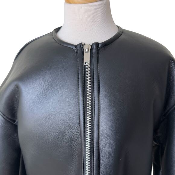 ZARA COLLECTION DOUBLE FACED COAT Faux Leather Sherpa XS - Picture 7 of 9